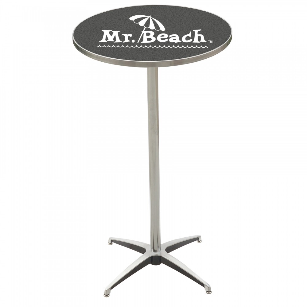 Custom Imprinted US Made 24" Round Bar Height Laminated Wood Top Table Custom Imprinted US Made 24" Round Bar Height Laminated Wood Top Table