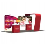 20' Inline Trade Show Booth  Full Graphic Wall Setup with Product Display Counters with Logo