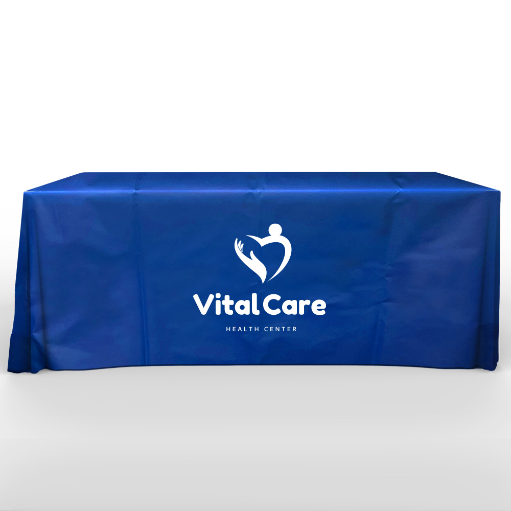 Customized Recyclable, Non Woven 8' Flat, 4 Sided Screen Print Table Cover- Colors