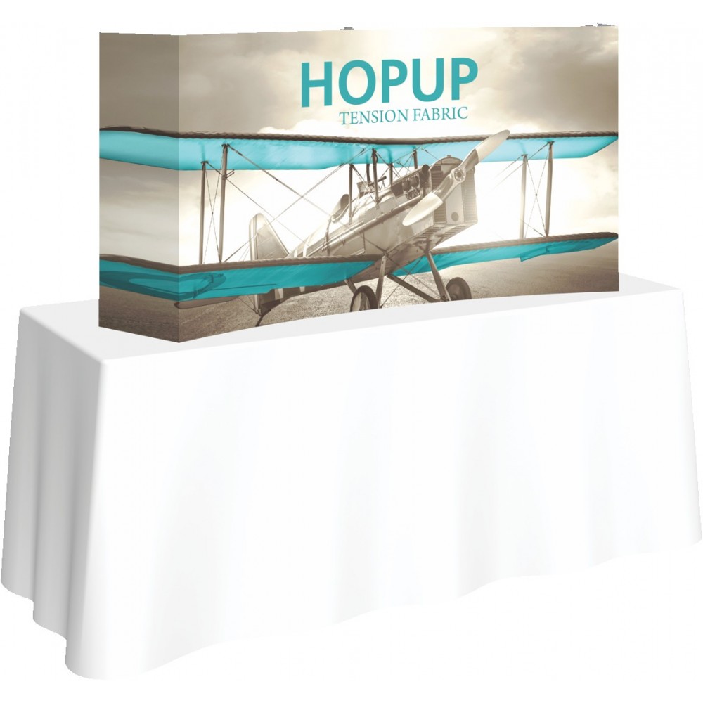 Custom Printed Hopup 5.5ft Curved Tabletop Display & Full Fitted Graphics Custom Printed Hopup 5.5ft Curved Tabletop Display & Full Fitted Graphics