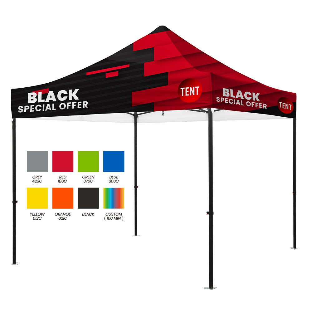 Premium Aluminum (Black)10' Tent Kit (Dye-Sublimation) 17" Valance Logo Branded Premium Aluminum (Black)10' Tent Kit (Dye-Sublimation) 17" Valance Logo Branded