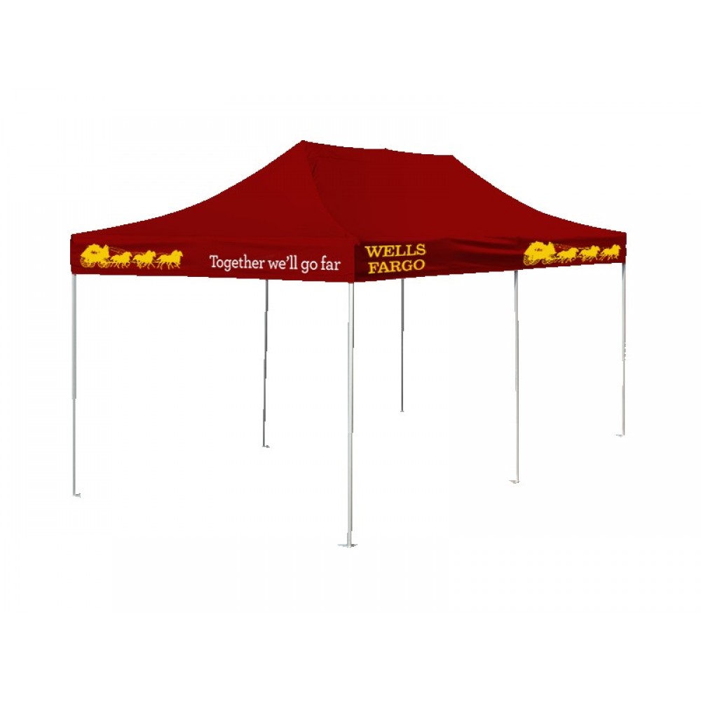 10'x20' V4 Steel Frame Pop Up Tent with Front Peak & Valance Printed Top Custom Printed 10'x20' V4 Steel Frame Pop Up Tent with Front Peak & Valance Printed Top Custom Printed