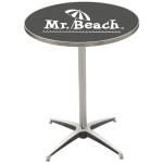 US Made 24" Round Dining Height Laminated Wood Top Table Logo Branded