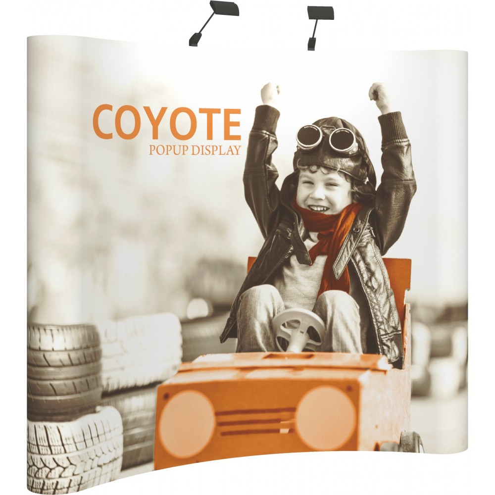 Coyote Popup 8' wide Curved Display Custom Printed Coyote Popup 8' wide Curved Display Custom Printed