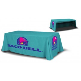 6' 3 Sided Open Back Dye Throw Table Drape Cover with Logo