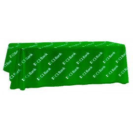 Sublimated PREMIUM Table Cloth for 8' Table, Drape Style, 3 sided, Open Back, Rounded corners with Logo