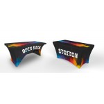 8' Stretch Table Cover, 3-Sided/Open Back - Fully Dye Sublimated with Logo