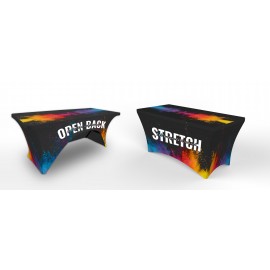 Custom 8' Stretch Table Cover, 3-Sided/Open Back - Fully Dye Sublimated  Custom 8