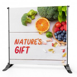 8' X 8' Adjustable Step and Repeat Display Backdrop Banner Stand with Logo