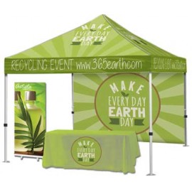 Personalized Aluminum Event Tent Package #3  Tent + Full Back Wall + Throw + Banner Stand