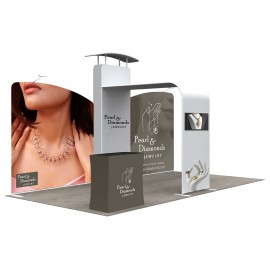 Personalized 20' Inline Trade Show Booth  Modular Package with Media Display