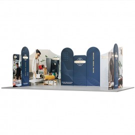 20' Magnetic Modular Fabric Displays U Shape Curved (Double Sided) with Logo