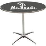 US Made 36" Round Dining Height Laminated Wood Top Table Custom Printed