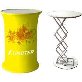 Circular Collapsible Portable Trade show Podium Table Display Exhibition Counter Stand Booth Fair with Logo