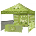 Logo Branded Aluminum Event Tent Package #4  Tent + Throw + Full Back Wall + 2 Half Walls