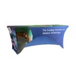 6' Fitted, 3-Sided Contour Stretch All-Over Imprint Table Cover with Logo