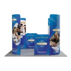 10' Magnetic Modular Fabric Displays - L Shape Curved (Double Sided) with Logo
