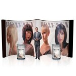 Custom Printed 20ft Trade Show Display System. The Pop Up forms an open "M" shape grabbing