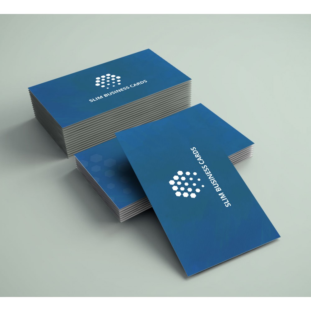 Slim Business Cards - Printed Front and Back (3.5" x 1.75") with Logo