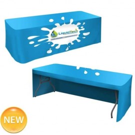 Logo Branded 4' Premium Fitted 3-Sided Table Cover w/Open Back