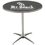 US Made 30" Round Dining Height Laminated Wood Top Table Custom Imprinted