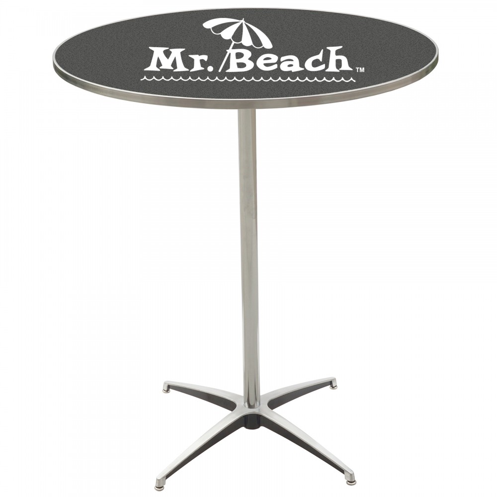 Custom Printed US Made 36" Round Bar Height Laminated Wood Top Table Custom Printed US Made 36" Round Bar Height Laminated Wood Top Table