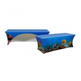 8ft Rectangle Open-back Stretch Tablecloth with Logo  8ft Rectangle Open-back Stretch Tablecloth with Logo