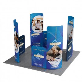 10' Magnetic Modular Fabric Displays - L Shape Curved (Single Sided) with Logo
