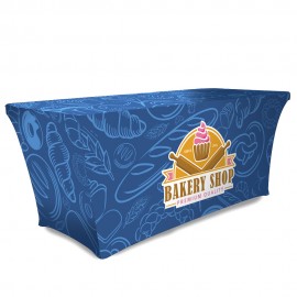 Sublimated Stretch Curved Fit Table Throw for 8' table, 4 sided, Closed Back with Logo