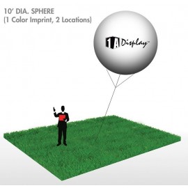 Sphere, Black (1-Color Imprint, 2 Locations) 10'Dia. Custom Printed