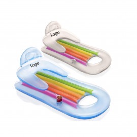 Logo Branded Inflatable Lounge Pool Float with A Cup Holder  Logo Branded Inflatable Lounge Pool Float with A Cup Holder