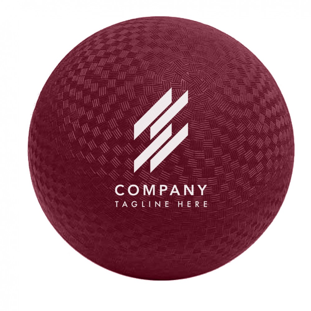 Playground Ball Rubber 2-ply Official Size 8.5" - Burgundy Logo Branded Playground Ball Rubber 2-ply Official Size 8.5" - Burgundy Logo Branded