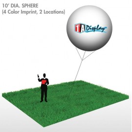 Custom Printed Sphere, White (4-Color Imprint, 2 Locations) 10'Dia.