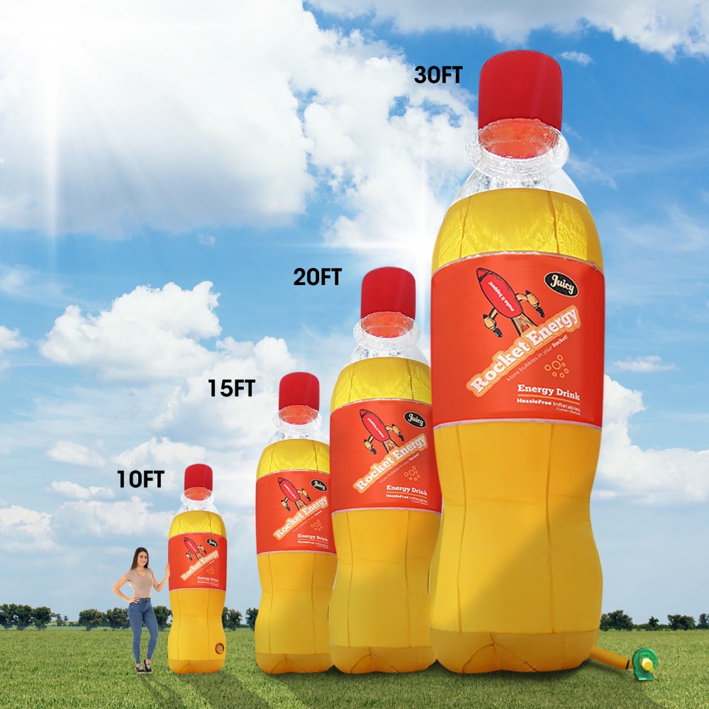 Logo Branded CUSTOM INFLATABLE BOTTLES 15' + 110V external blower (Priority Service 5-6 weeks)