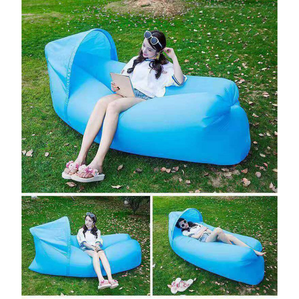 Logo Branded Inflatable Lounger Sofa With Sun Shade