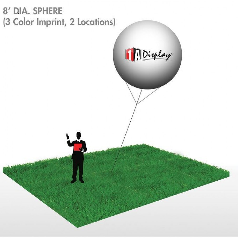 Custom Printed Sphere, Black (3-Color Imprint, 2 Locations) 8'Dia. Custom Printed Sphere, Black (3-Color Imprint, 2 Locations) 8'Dia.