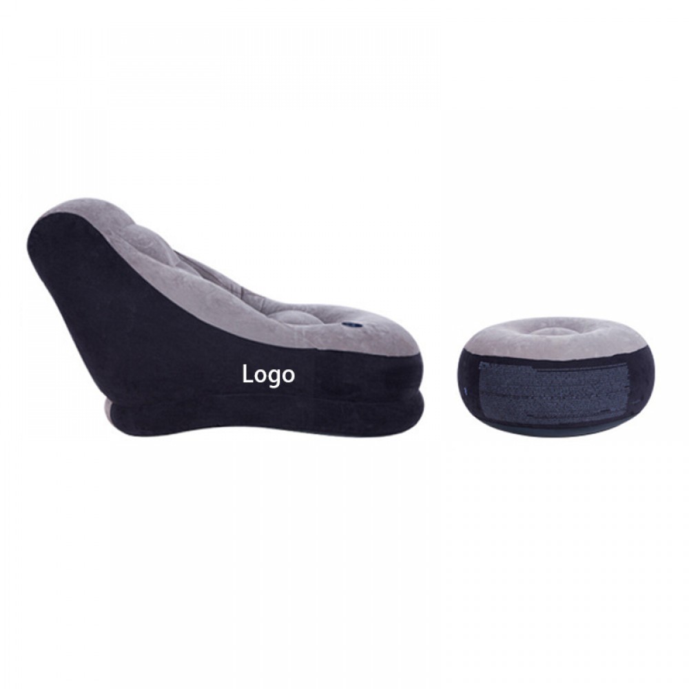 Inflatable Lounger Chair with Ottoman and Cup Holder with Logo