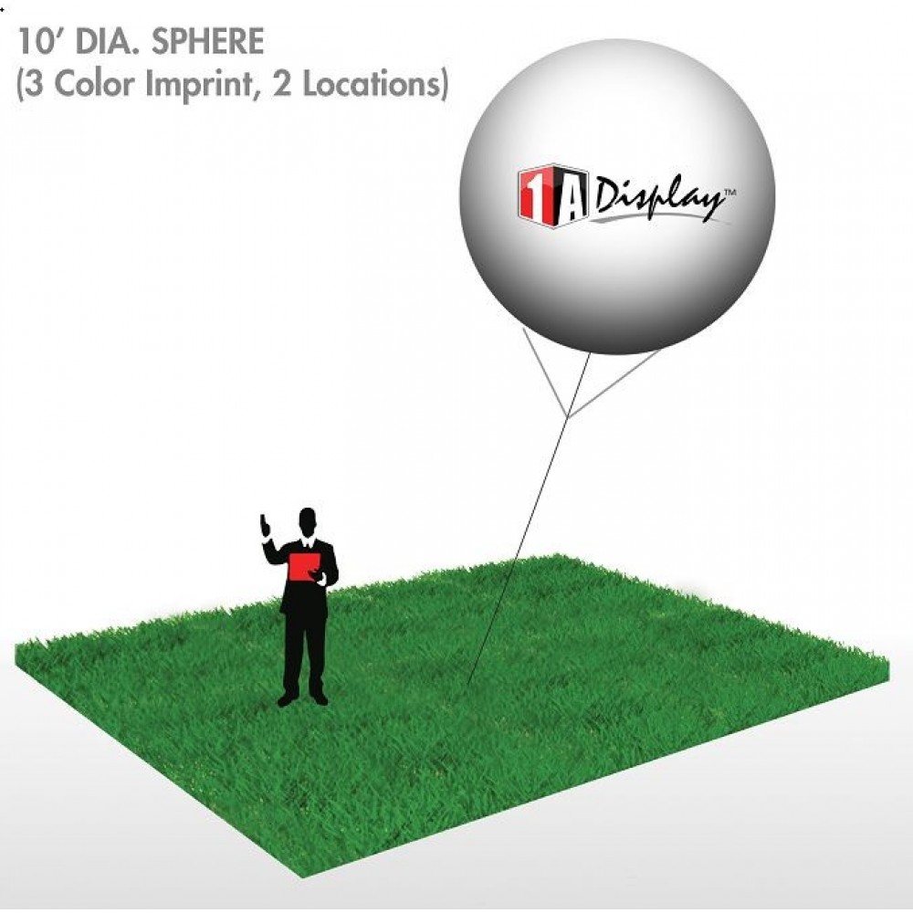 Custom Printed Sphere, Red (3-Color Imprint, 2 Locations) 10'Dia. Custom Printed Sphere, Red (3-Color Imprint, 2 Locations) 10'Dia.