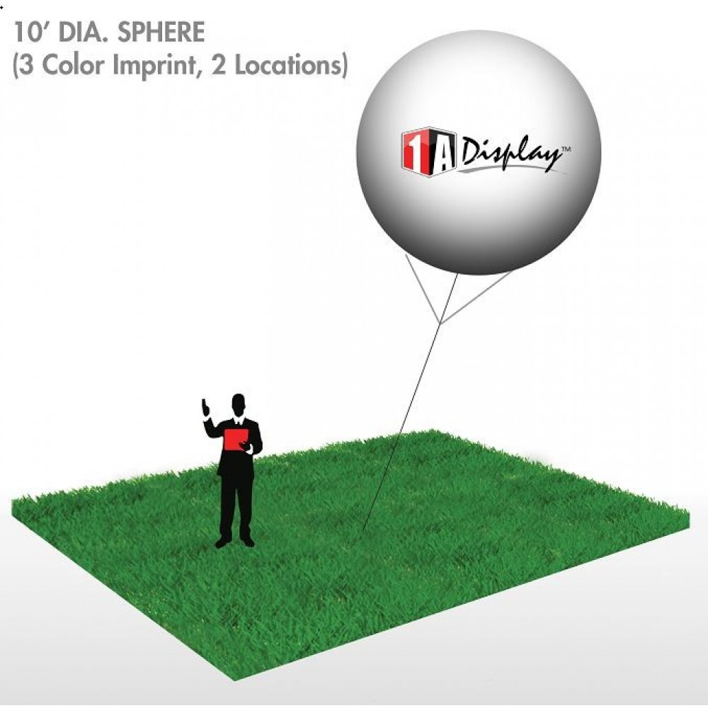 Custom Printed Sphere, Red (3-Color Imprint, 2 Locations) 10'Dia.