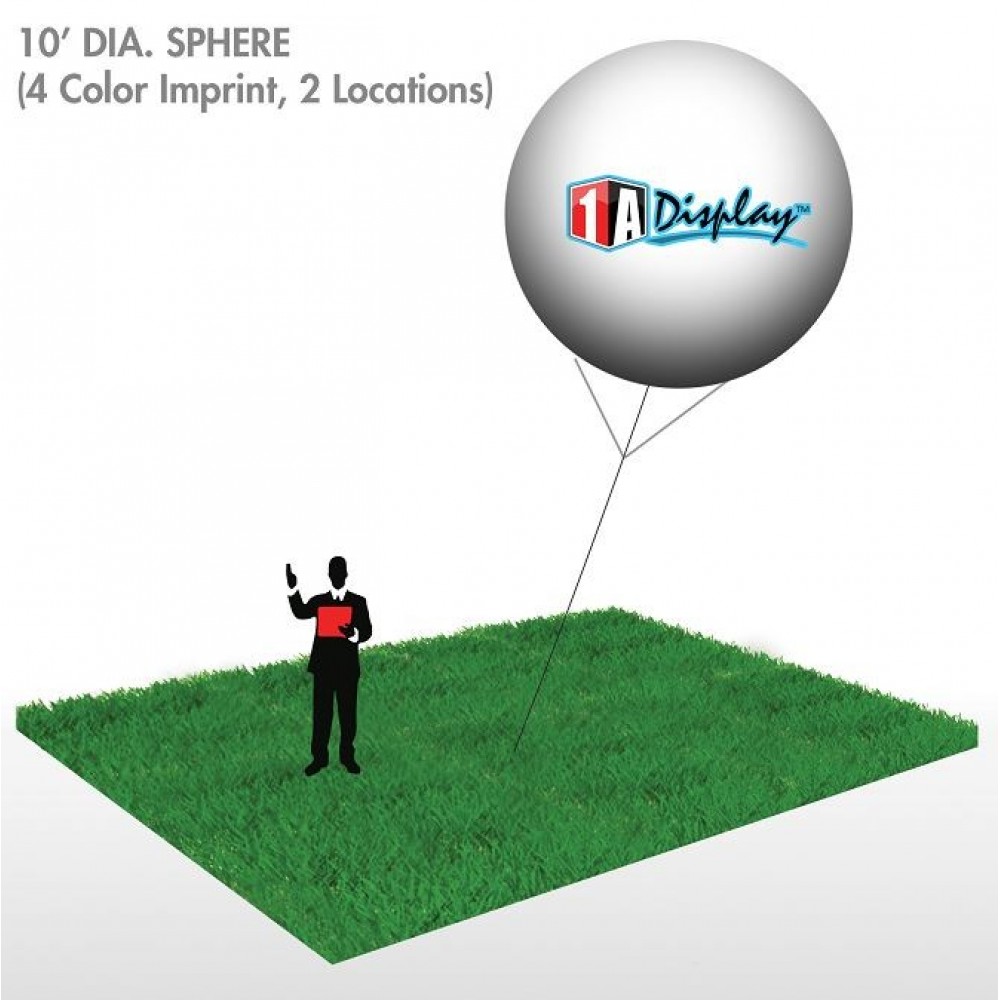 Sphere, Black (4-Color Imprint, 2 Locations) 10'Dia. Custom Imprinted Sphere, Black (4-Color Imprint, 2 Locations) 10'Dia. Custom Imprinted