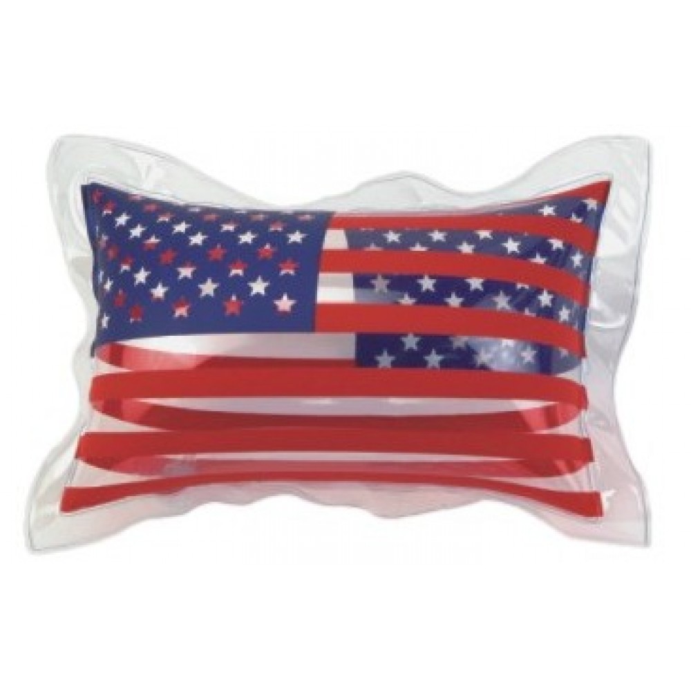 11" Inflatable Clear Two Sided U.S. Flag Pillow with Logo