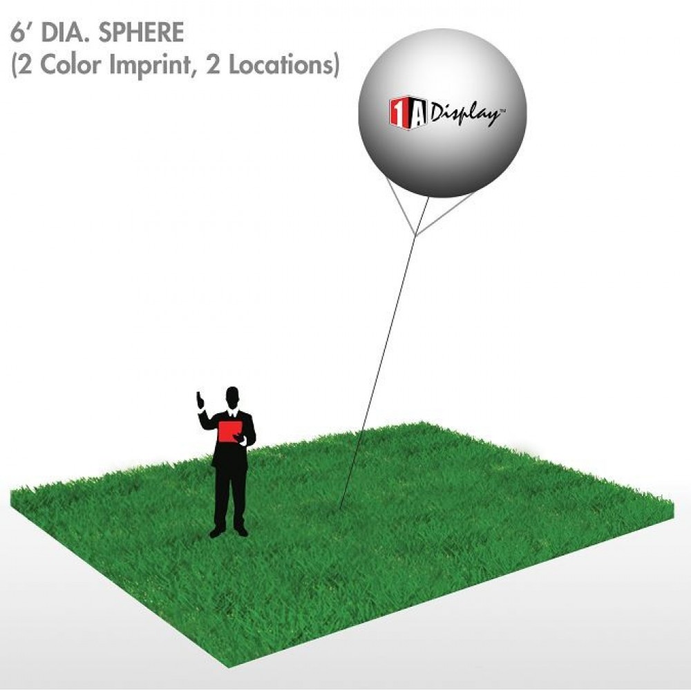 Sphere, Red (2-Color Imprint, 2 Locations) 6'Dia. with Logo
