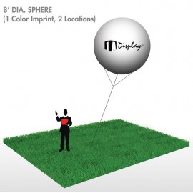 Custom Printed Sphere, Black (1-Color Imprint, 2 Locations) 8'Dia.