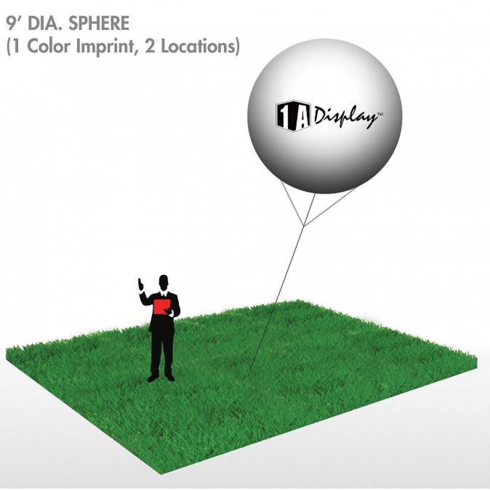Custom Imprinted Sphere, White (1-Color Imprint, 2 Locations) 9'Dia. Custom Imprinted Sphere, White (1-Color Imprint, 2 Locations) 9'Dia.