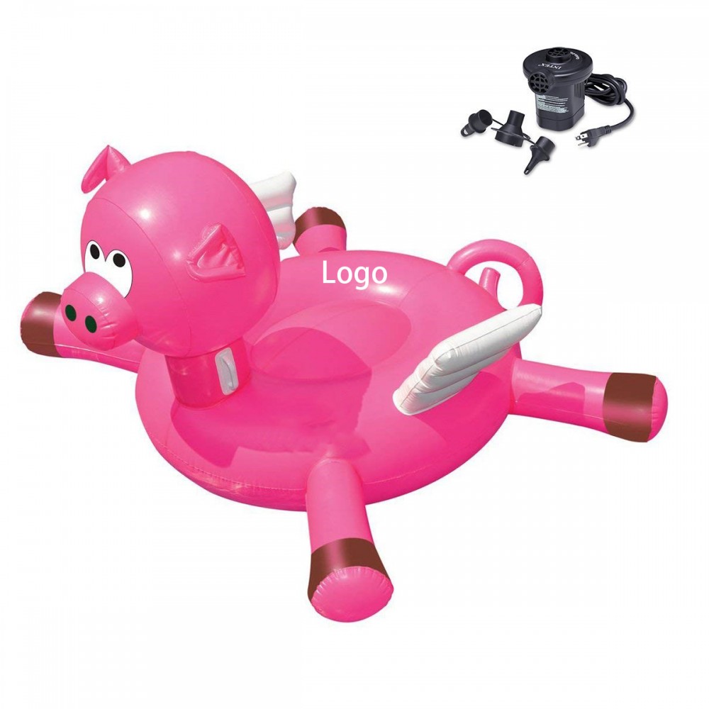 Pig Inflatable Pool Float with Handles with Logo
