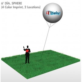 Sphere, Yellow (4-Color Imprint, 2 Locations) 6'Dia. with Logo  Sphere, Yellow (4-Color Imprint, 2 Locations) 6
