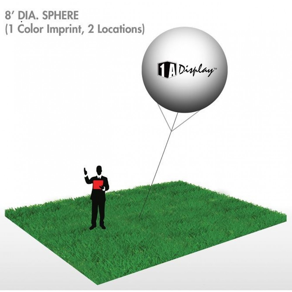 Logo Branded Sphere, White (1-Color Imprint, 2 Locations) 8'Dia. Logo Branded Sphere, White (1-Color Imprint, 2 Locations) 8'Dia.