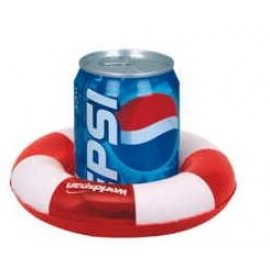 Inflatable Two Tone Life Preserver Shape Drink Holder with Logo