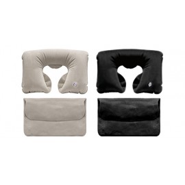 Inflatable Velour Neck Pillow w/ Pouch with Logo  Inflatable Velour Neck Pillow w/ Pouch with Logo