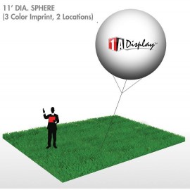 Custom Imprinted Sphere, White (3-Color Imprint, 2 Locations) 11'Dia.